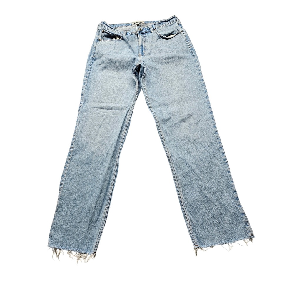 Abercrombie & Fitch The 90s Straight Mid Rise Jeans 30/10 Light Blue Curve Love